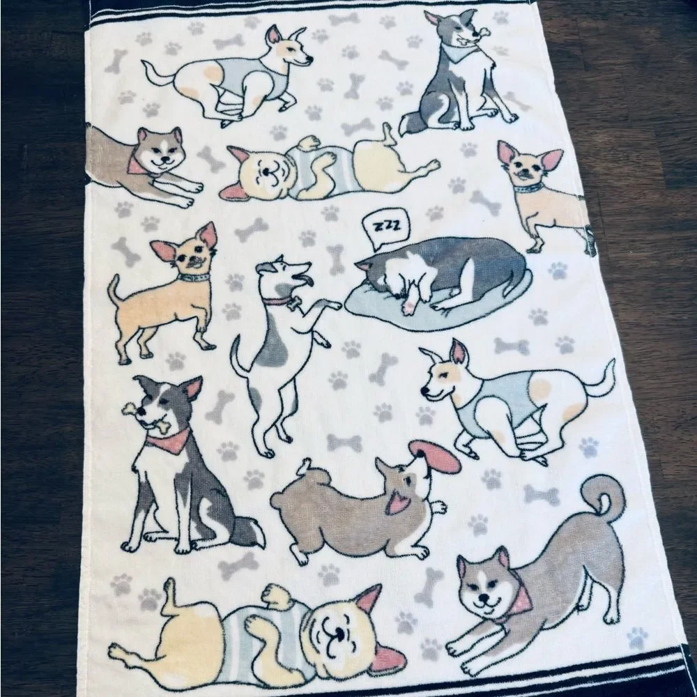 Cute Dog Print Whimsical Bathroom Hand Towel
